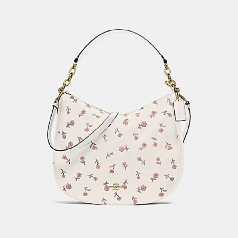 Coach Elle Hobo Prairie Floral, White/Gold